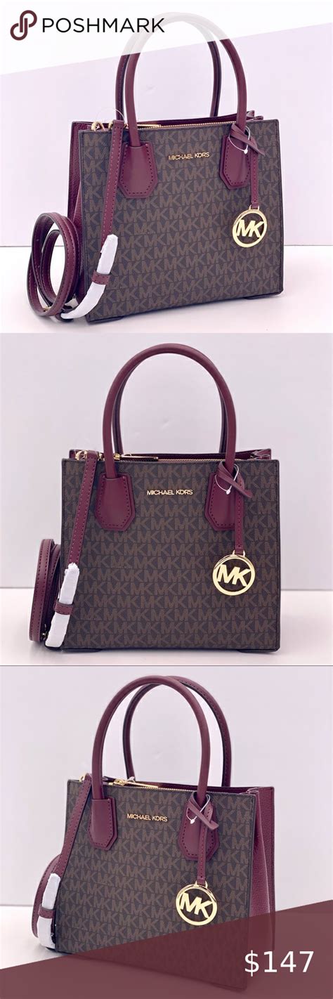 michael kors mercer md messenger fawn|Michael Kors Mercer Medium Leather Messenger Crossbody Merlot.